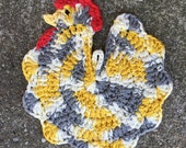 Chicken Potholder, Farm Animal Crochet Cotton Pot Holder, Hot Pad, Kitchen Decor, Housewarming Gift,FREE SHIPPING