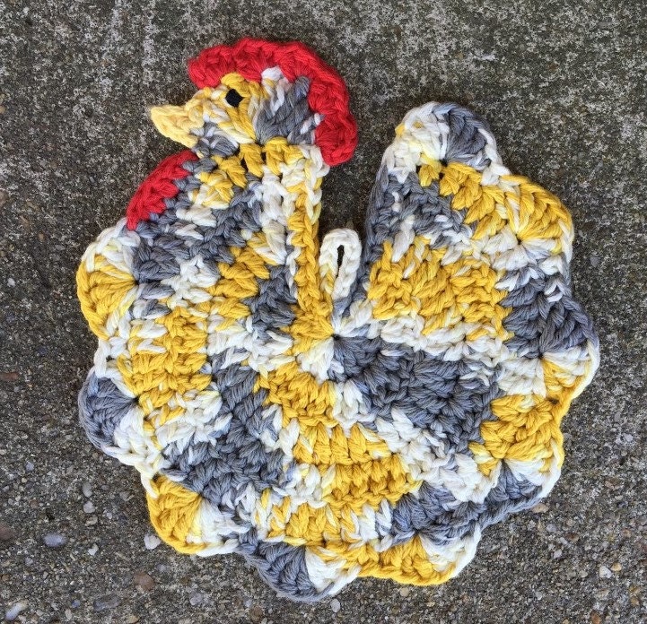 Chicken Rooster Pot Holder Crochet Chicken Potholder Chicken