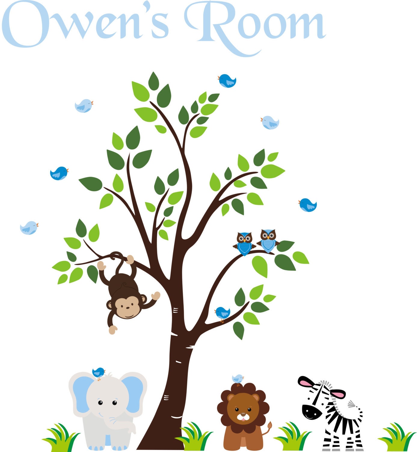 Safari Wall Decals Jungle Animal Decals Forest Wall Decals