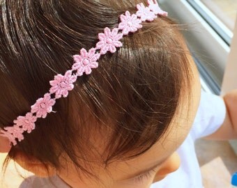 Pink Flower Halo Headband, baby girl, girl toddler, newborn photo prop, headband, halo headband, baby gift
