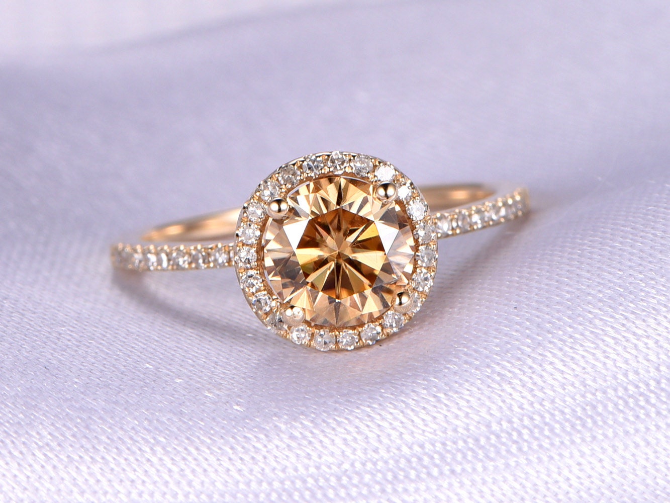 Yellow Moissanite Engagement ring14k Yellow golddiamond