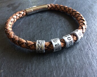 Personalised leather bracelet, mens bracelet, Father's Day gift, leather mens personalised bracelet, men leather bracelet, men jewellery