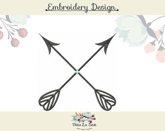 Cross Arrow Embroidery Design, 2 different designs Satin Stitch & Fill Stitch