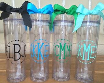 Monogram Cup, Personalized Monogram Tumbler, Monogram Tumbler, Skinny Tumbler, Arrow Monogram Tumbler, Personalized Drinking Cup, Bridesmaid
