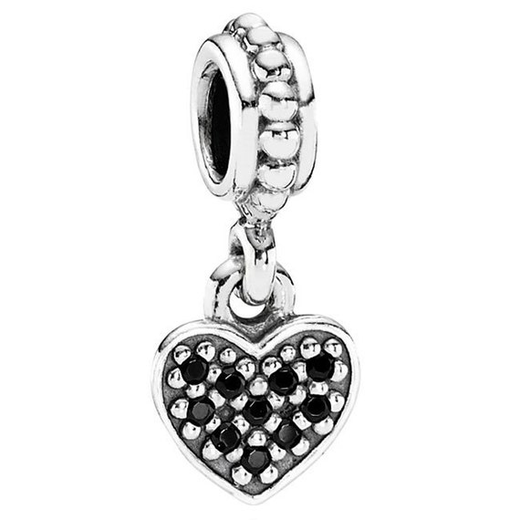 Authentic Pandora Pave Heart Dangle Black Czs by JustLikeNew2