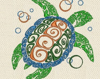 Turtle machine embroidery designs 2 Sizes