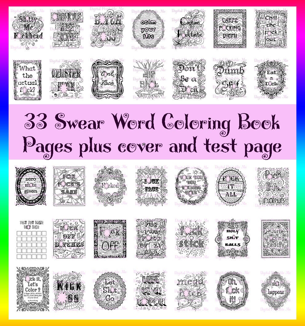 Download Swear Word Coloring Book Printable Instant Download Mature