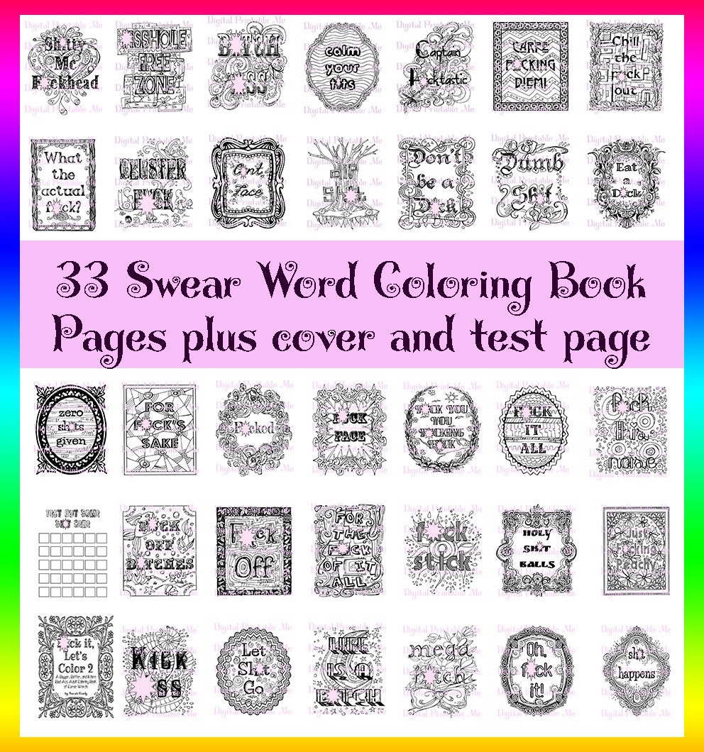 Swear Word Coloring Book Printable Instant Download Mature