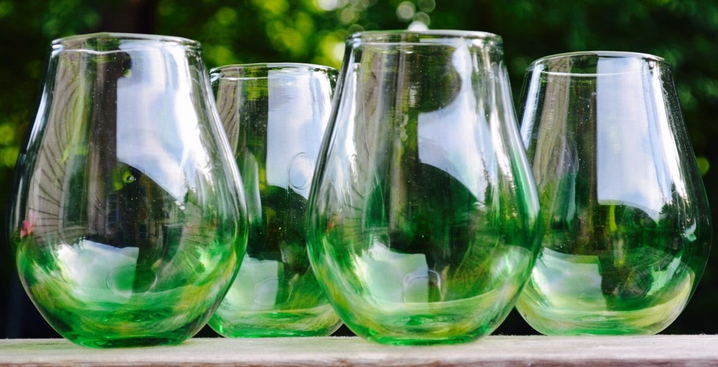 Set of 4 Green Stemless Wineglasses by StudioHonami on Etsy