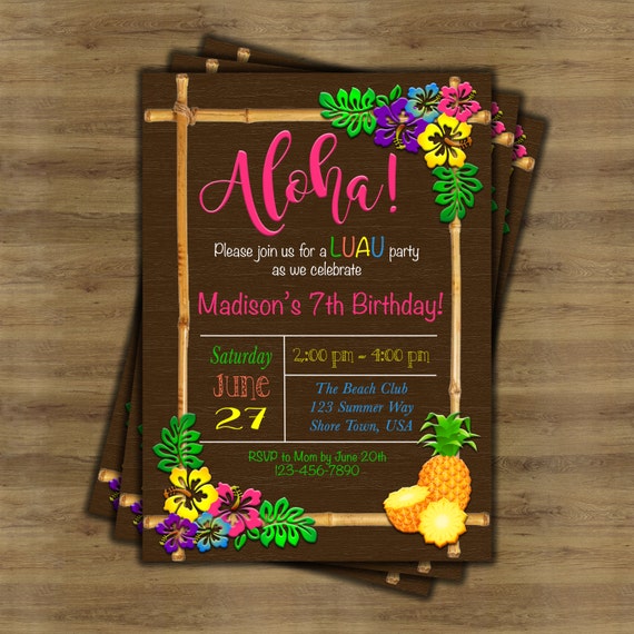 Party Invitations For A Luau Party 4