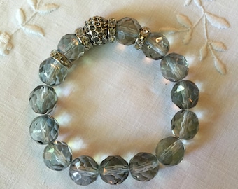 Pale Blue Faceted Crystal Bead Bracelet