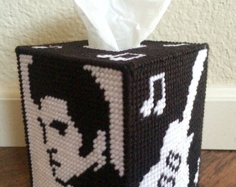 Handmade "Elvis Presley" Plastic Canvas Tissue Box Cover