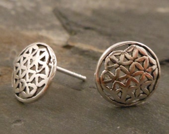 Flower of life ear studs, 925 Sterling Silver earrings