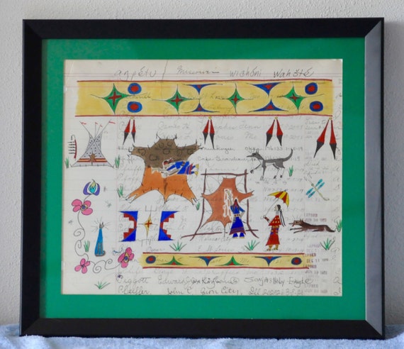 native American Ledger Art by Lakota Artist Sonja Holy Eagle