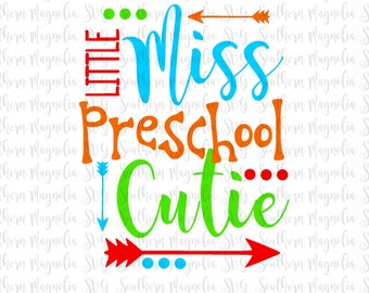 Little Miss Preschool Cutie - Back to School SVG - Princess - First Day of School - Preschool - Silhouette - Cricut - Cut File - SVG Design