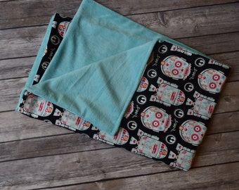 Baby Girl Blanket, Star Wars Blanket, CP3O, R2D2, Turquoise, Pink, Orange, Minky Blanket, Newborn, Stroller Blanket, Baby Shower Gift