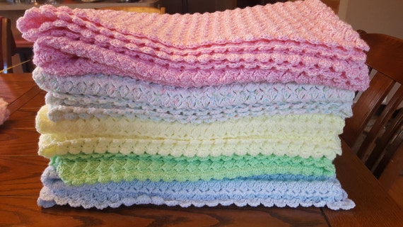 Baby Blanket Crochet Slanted Shell Afghan