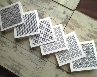 6 Monochrome mini notecards set // mini note cards// blank notecards// blank cards// mini cards