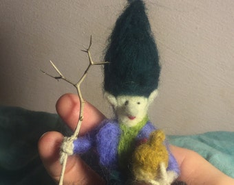 Elf,goblin,gnom,felted gnom, little people, miniature, colectables,Magic forest, needle felt, doll, Waldorf doll, felt animals, felt acorn