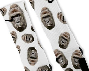 Custom Harambe the Gorilla Nike Elites Socks