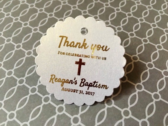 Baptism favor tags christening thank you favor tags