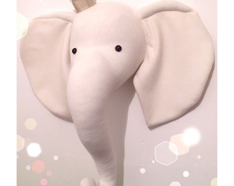 Princess elephant wall mount head. Nursery decor, animal head, faux taxidermy.