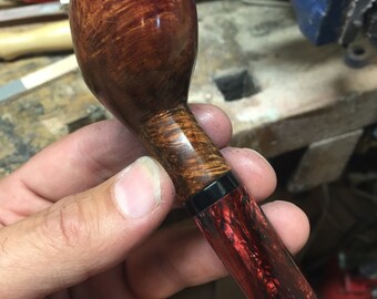 Black to Red Hatfield Pipe, Hatfield Pipe, tobacco pipe, briar pipe, smoking pipe, wooden smoking pipe