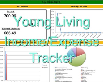 Young Living Essential Oils Income/Expense Tracker, 2016 Monthly Cash Flow Spreadsheet, User-Friendly Profit & Loss System, Excel Template