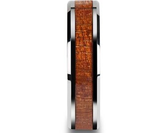 Mahogany Wood Tungsten Wedding Band