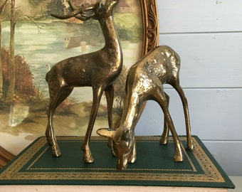 Items similar to vintage LARGE BRASS deer statues on Etsy