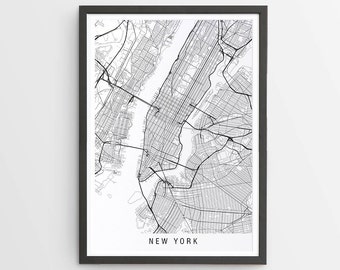 New York Map Print - Minimalist Map / USA / United States / America / City Print / Maps / Giclee Print / Poster / Framed