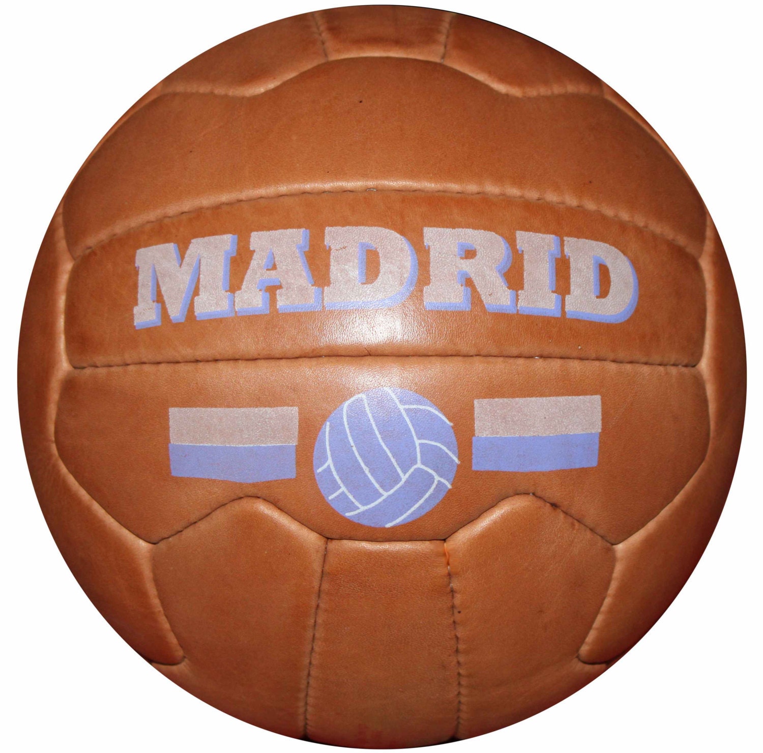 REAL MADRID Vintage Leather Soccer Ball 1966 by VintageFootballInc