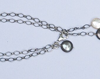 Sterling silver and coin pearl bracelet