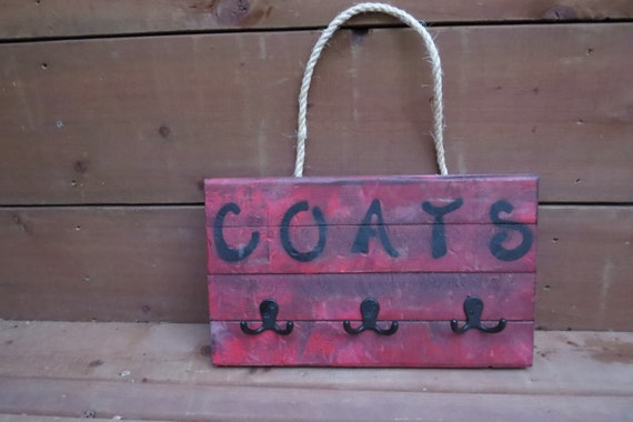 Items similar to Red Rustic Coat Hanger on Etsy
