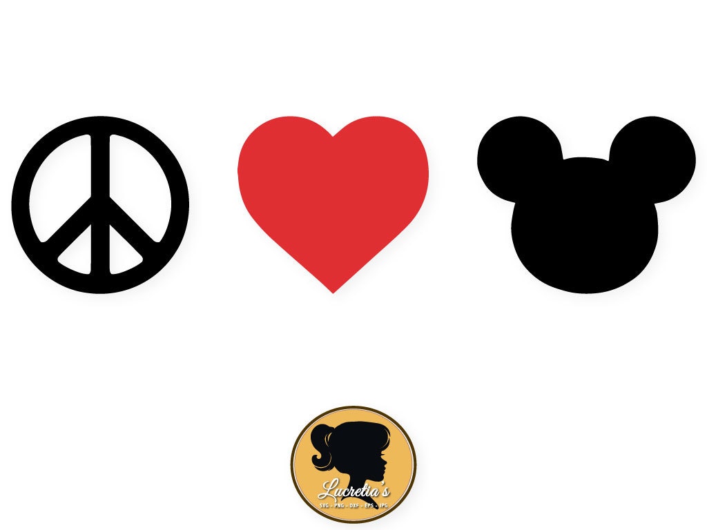 Download Mickey Peace Love SVG, Heart Peace Love Silhouette, love ...