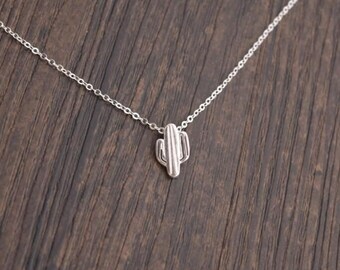 cactus necklace sterling silver necklace everyday necklace bridesmaid necklace Christmas necklace