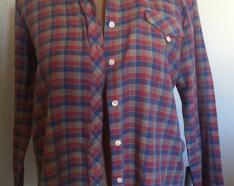 Vintage 1970s Plaid Western Shirt Stranger Things Barb
