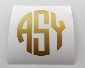Circle Monogram Decal, Car Sticker, Laptop or Wall decal, Custom Monogram Decal, Initials Sticker, Personalised Macbook or iphone sticker