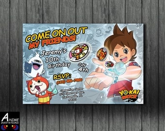 Yo-Kai Watch Birthday Invitation / Anime / Personalized / Customized / Digital Download / DIY / Personalized Then Ready For Print