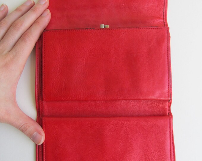 Italian Red Leather wallet, ladies mens unisex purse, travel document holder organiser