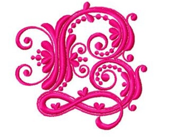 26 Baroque Alphabet, Baroque Font Machine Embroidery Design Pack, Instant Download