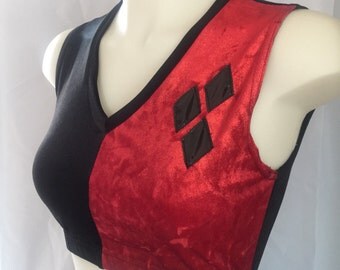 Harley quinn black/red halter top
