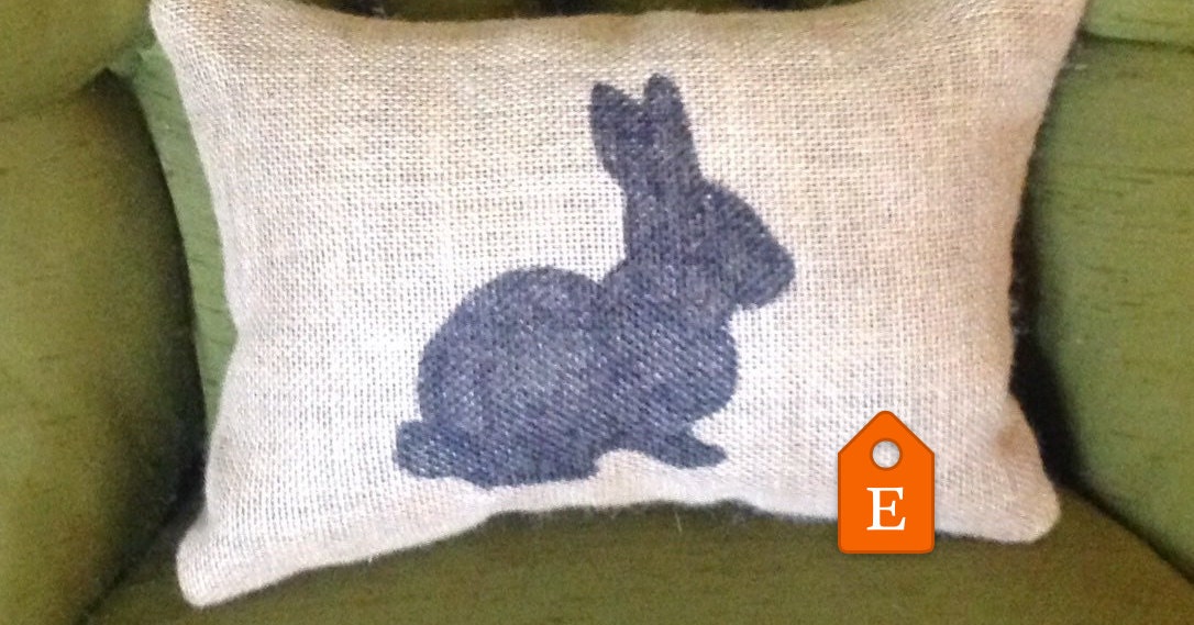 burlap bunny pillow