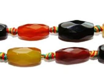Multi Color Agate Faceted Barrel Gemstone Beads