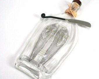 Angels Envy Whiskey Bottle Serving Tray with Spreader - Recycled Eco-Friendly - 750 ML bottle