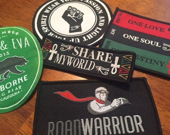 50 Custom IRON ON Patches - Your own artwork - Up to 10 Colors - Made in USA