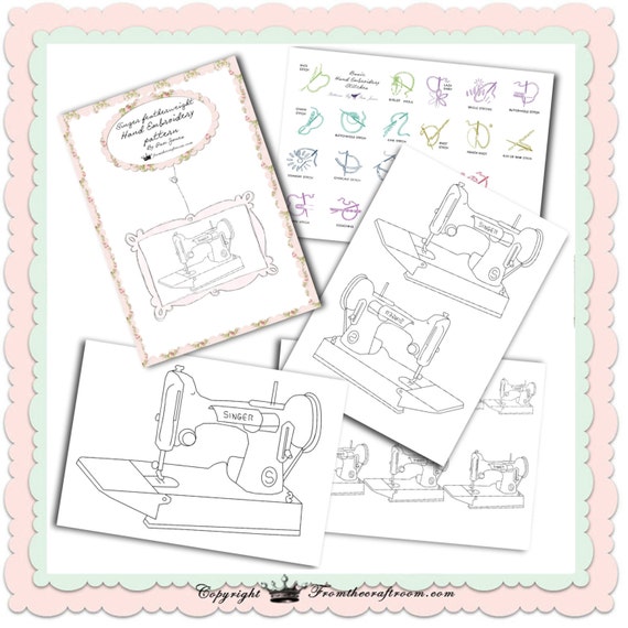 Singer featherweight hand embroidery pattern digital download