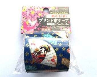 Japanese Fabric Tape - Fans - Kimono - Blue