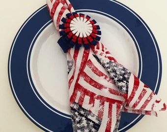 Cloth Napkins, Cotton Napkins, 4th of July Napkins, Patriotic Napkins
