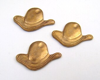 3 pcs cowboy hat stampings, vintage dayriders heavy gauge flatback thick 22mm